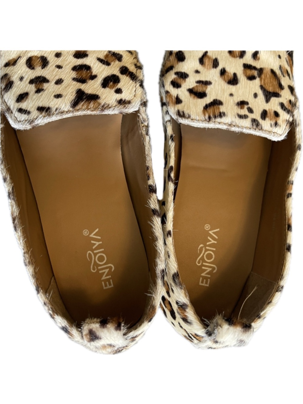 Calf Hair Leopard Cheetah Print Enjoiya Pointy Toe Narrow Haircalf Loafer Flats - Picture 4 of 8